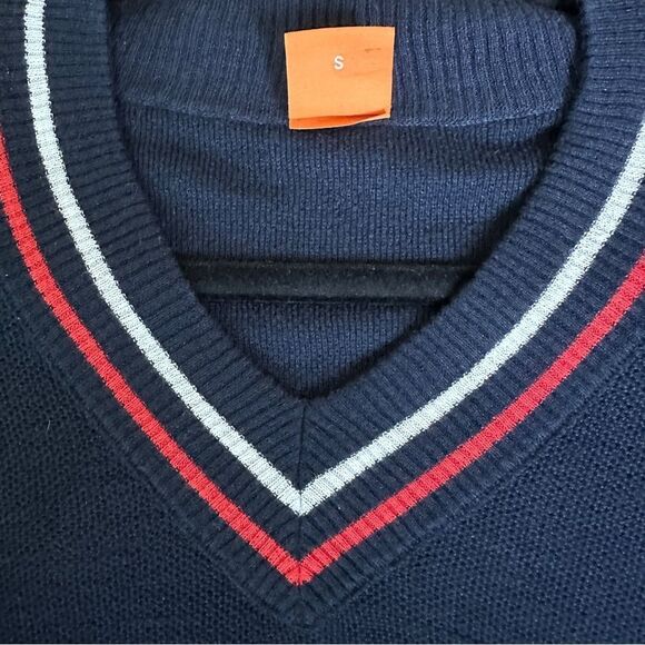 BOSS HUGO Boss Men’s V-neck Lightweight Navy Sweater Small  - Picture 12 of 15